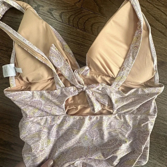 J. Crew Eco Plunge V Neck One Piece Swimsuit In Beach Paisley Size 16 D0612 - Picture 14 of 14